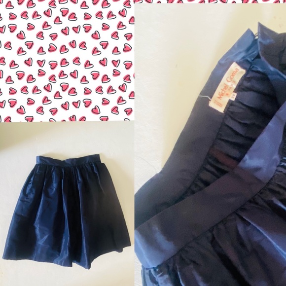 Vintage Michel Goma Paris Navy Flare Skirt 26Wx23L Sz 38 - Picture 4 of 7